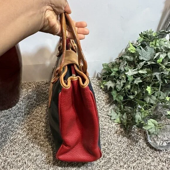 La Tour Eiffel 1887 Leather Color block Satchel Handbag red blue green brown - Picture 4 of 13